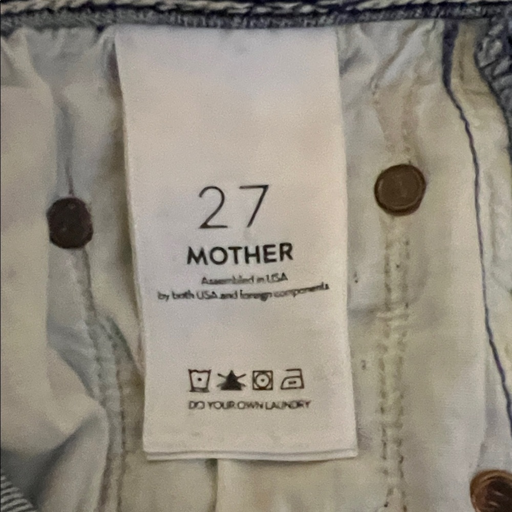 Upcycled Reworked MOTHER Superior 2 Tone Denim Barrels w Bronze Details sz 27 - Picture 17 of 17
